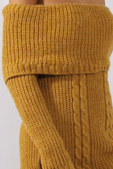 Mustard Bardot Heavy Knit Jumper Dress - Suzy-Jumper