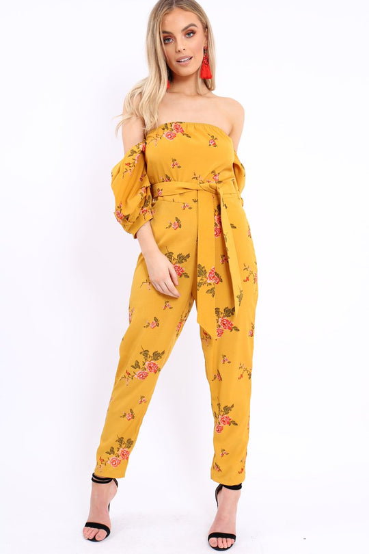 Mustard Bardot Open Back Jumpsuit - Serenity