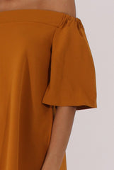 Mustard Bardot Split Back Top - Aurora-Tops