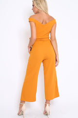 Mustard Bardot V Dip Jumpsuit - Lisah-Jumpsuits