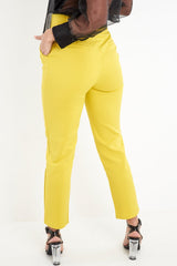 Mustard Belted Straight Leg Tailored Trousers - Krystelle-Trousers