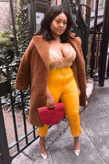 Mustard Belted Tapered Peg Trousers - Jessika-Trousers