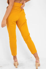 Mustard Belted Tapered Peg Trousers - Jessika-Trousers