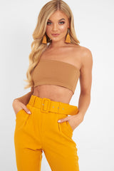 Mustard Belted Tapered Peg Trousers - Jessika-Trousers