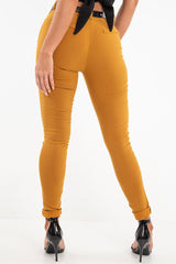 Mustard Belted Tapered Trousers - Kierra-Trousers