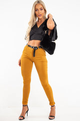 Mustard Belted Tapered Trousers - Kierra-Trousers