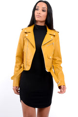 Mustard Biker Jacket - Hanna-Jackets