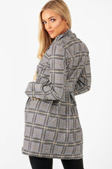 Mustard Black Check Wrap Blazer Dress - Emry-Dresses