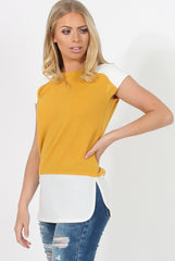 Mustard Block Cap Sleeve Tee- Jayla-T-shirt