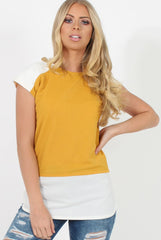 Mustard Block Cap Sleeve Tee- Jayla-T-shirt