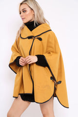 Mustard Buckle Clasp Poncho - Jozie-Jackets
