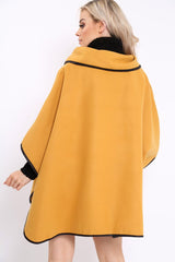 Mustard Buckle Clasp Poncho - Jozie-Jackets