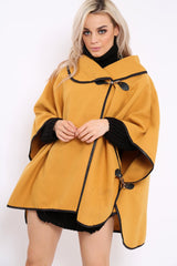 Mustard Buckle Clasp Poncho - Jozie-Jackets