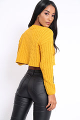 Mustard Cable Knit Cropped Jumper - Georgie-Jumper