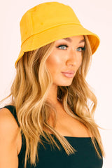 Mustard Canvas Stitch Detail Bucket Hat - Jamee-Hats