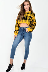 Mustard Check Batwing Crop Knit Jumper - Marisa-Jumper