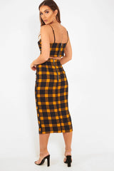 Mustard Check Bralet And Midi Skirt Co-ord - Caden-Co-ords