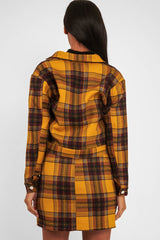 Mustard Check Crop Trucker Jacket And Skirt Co-ord - Abegail-Co-ords