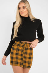 Mustard Check High Waist Mini Skirt - Lyra-Skirts