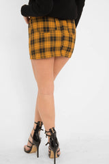 Mustard Check High Waist Mini Skirt - Lyra-Skirts