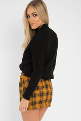 Mustard Check High Waist Mini Skirt - Lyra-Skirts