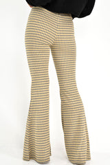 Mustard Check High Waisted Flared Trousers - Kamryn-Trousers