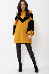 Mustard Chevron Fur Jumper Dress - Esme-Dresses