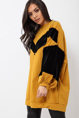 Mustard Chevron Fur Jumper Dress - Esme-Dresses