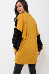 Mustard Chevron Fur Jumper Dress - Esme-Dresses