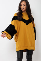 Mustard Chevron Fur Jumper Dress - Esme-Dresses
