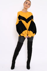 Mustard Chevron Fur Jumper - Lara-Tops