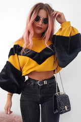 Mustard Chevron Fur Jumper - Lara-Tops