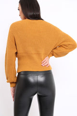 Mustard Chunky Knit Corset Waist Knitted Jumper - Nara-Jumper