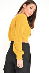 Mustard Chunky Knit Cropped Jumper - Jasmin-Crop Jumper
