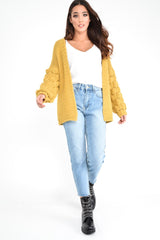 Mustard Chunky Knit Oversized Cardigan - Eaden-Knitwear