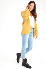 Mustard Chunky Knit Oversized Cardigan - Eaden-Knitwear