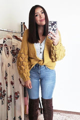 Mustard Chunky Knit Oversized Cardigan - Eaden-Knitwear