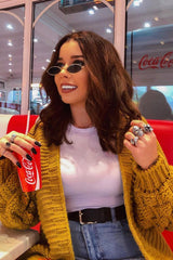 Mustard Chunky Knit Oversized Cardigan - Eaden-Knitwear