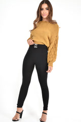 Mustard Chunky Knit Sleeve Detail Cropped Jumper - Danyela-Crop Jumper