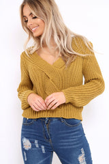 Mustard Chunky Twist Knit Jumper - Loren-Jumper