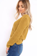Mustard Chunky Twist Knit Jumper - Loren-Jumper