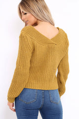 Mustard Chunky Twist Knit Jumper - Loren-Jumper