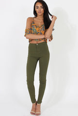 Mustard Cold Shoulder Button Crop Top - Harlow-Crop Tops