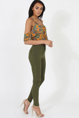 Mustard Cold Shoulder Button Crop Top - Harlow-Crop Tops