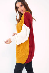 Mustard Colour Block Jumper Dress - Karrie-Dresses