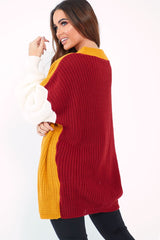 Mustard Colour Block Jumper Dress - Karrie-Dresses