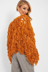 Mustard Crop Shaggy Jacket - Idelle-Jackets