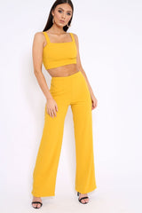 Mustard Crop Top and Trousers Co-ord Set - Kimmy-Co-ords