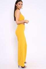 Mustard Crop Top and Trousers Co-ord Set - Kimmy-Co-ords