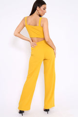Mustard Crop Top and Trousers Co-ord Set - Kimmy-Co-ords